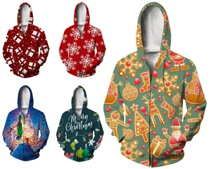 LIASOSOНовые мужские и женские толстовки со снежинками с 3D принтом рождественского оленя, печенья на молнии, толстовки в стиле хип-хоп, уличный Топ, пальто с круглым вырезом, A307-2