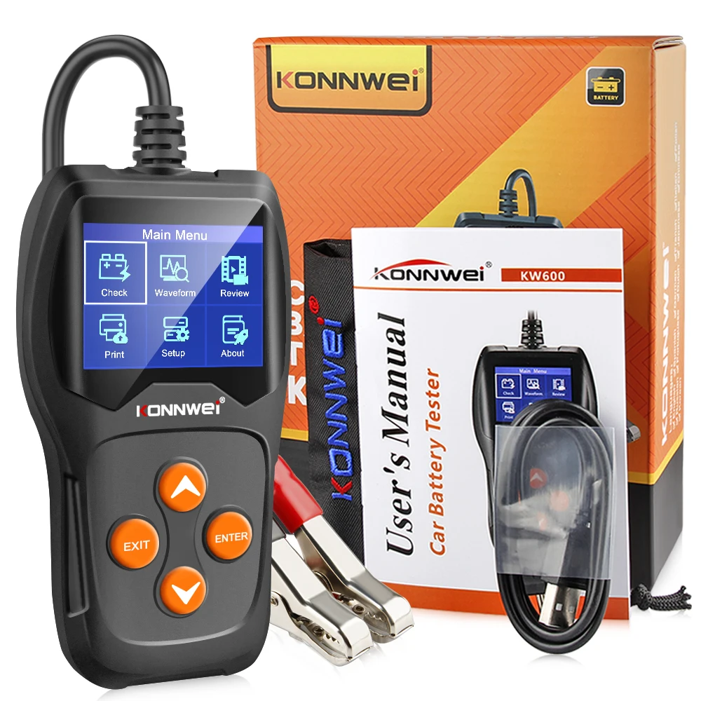 

KONNWEI KW600 Car Battery Tester 12V 100 to 2000CCA for the Car Quick Cranking Charging Storage Printing Data Online Updated
