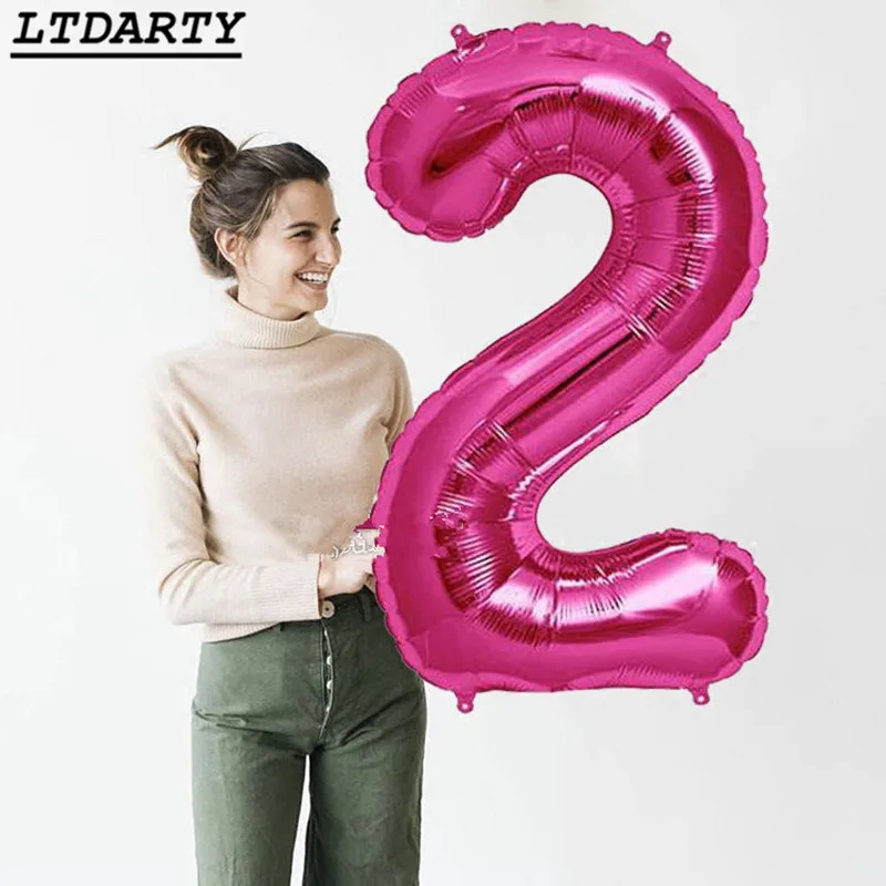 Детский душ 1 шт 40 дюймов большой размер цифра 2 фольги гелиевые шары Gaint Digit Globos день рождения юбилеи украшения поставки
