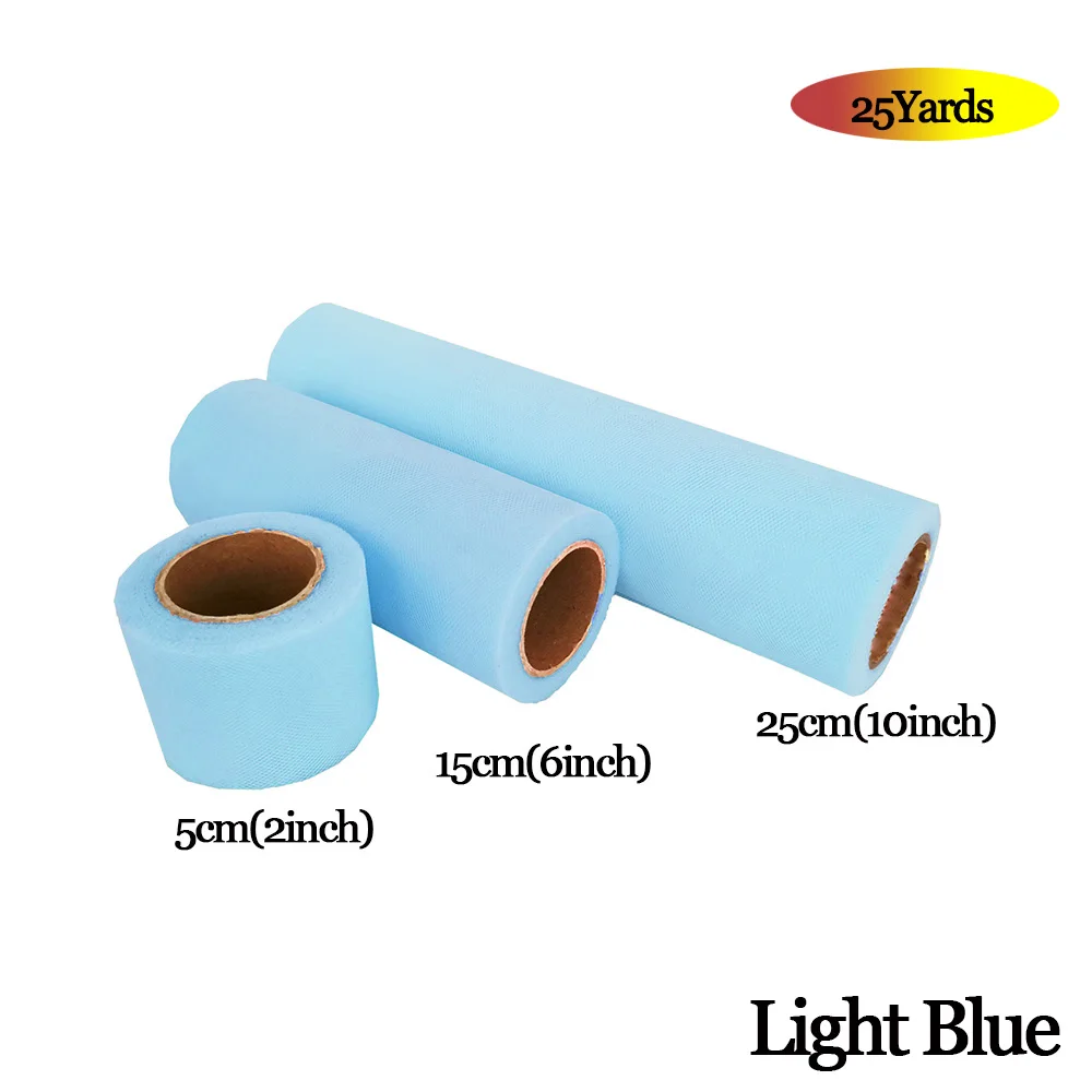 LIGHT BLUE Фатиновая юбка-пачка из органзы в рулоне 5 см, 15 см, 25 см, розовый, синий цвет, Тюлевая юбка-пачка из органзы, вечерние украшения для девочек 25 лет - Цвет: LIGHT BLUE