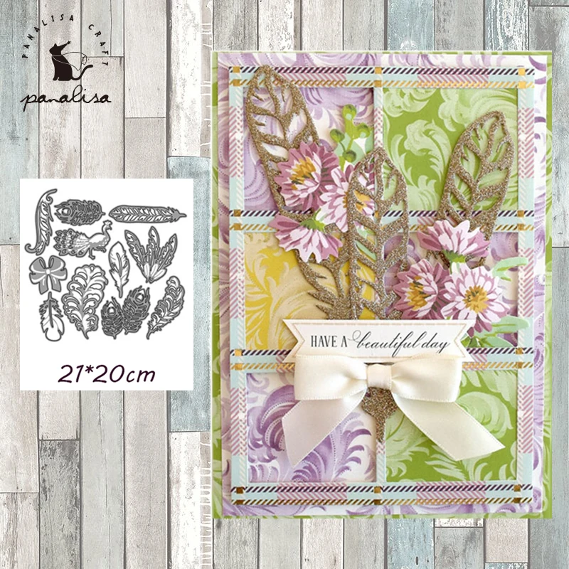 

Металлические штампы Panalisacraft с перьями павлина, штампы для рукоделия, штампы для скрапбукинга, создание открыток, альбом для тиснения, трафа...