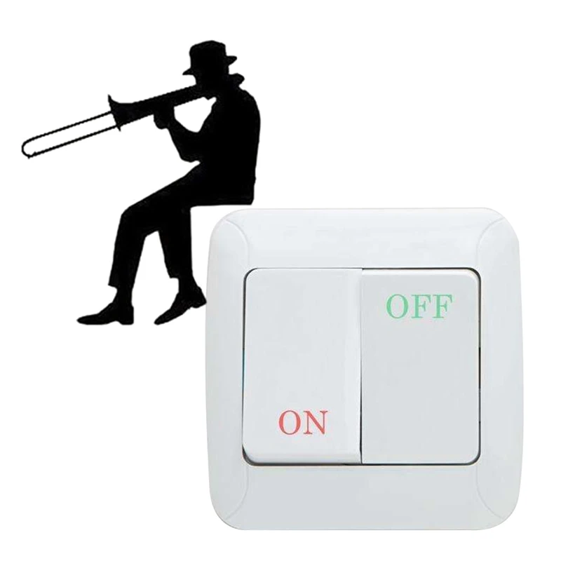 Ковбой на гитаре силуэт светильник переключатель Стикеры мультфильм винил