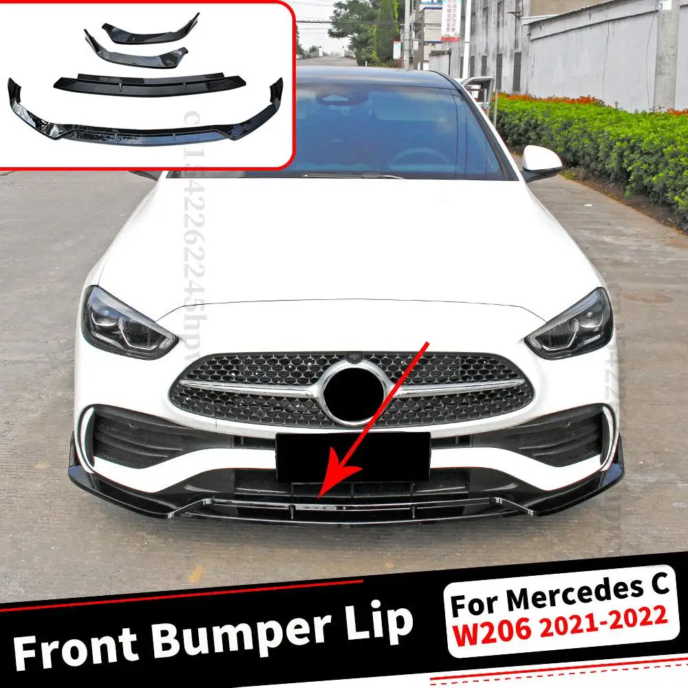 

Front Bumper Lip Chin Cover Exterior Part Deflector Carbon Fiber Tuning Accessories For New Mercedes Benz C class W206 2021 2022