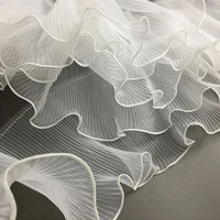 white sewing fabric for wedding dress diy crafts pleated ruffle organza lace ribbon 15cm wide handmade hobby sewing accessories