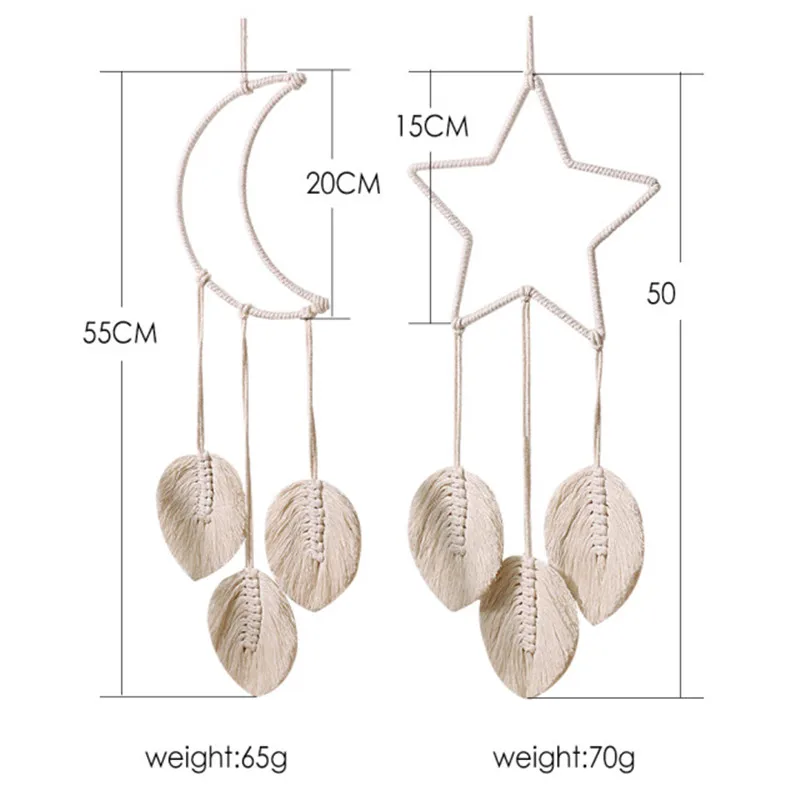 

Nordic Moon Star Home Decor Dream Catcher Room Decoration Leaves Shape Girls Kids Gifts Beige Handmade Wall Hanging Ornaments