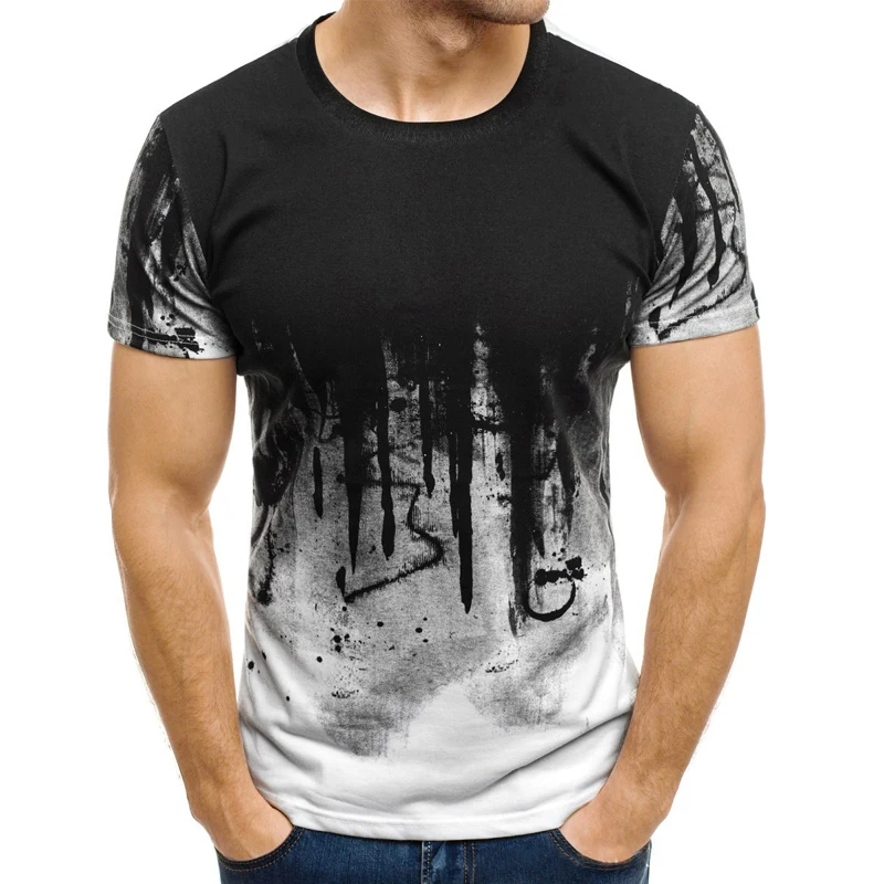 Футболка y2k мужская с коротким рукавом Модный повседневный топ 3d-градиентом и