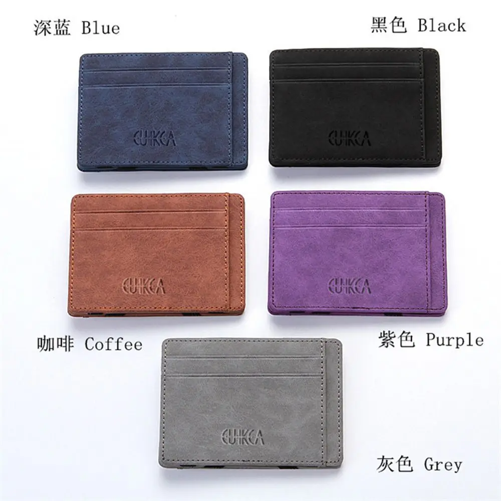 Magic Wallet Money Clip Card ID Slim Light Flip Leather Purse Clamp Money Case With Elastic Band Bifold Business Leather Wallet
