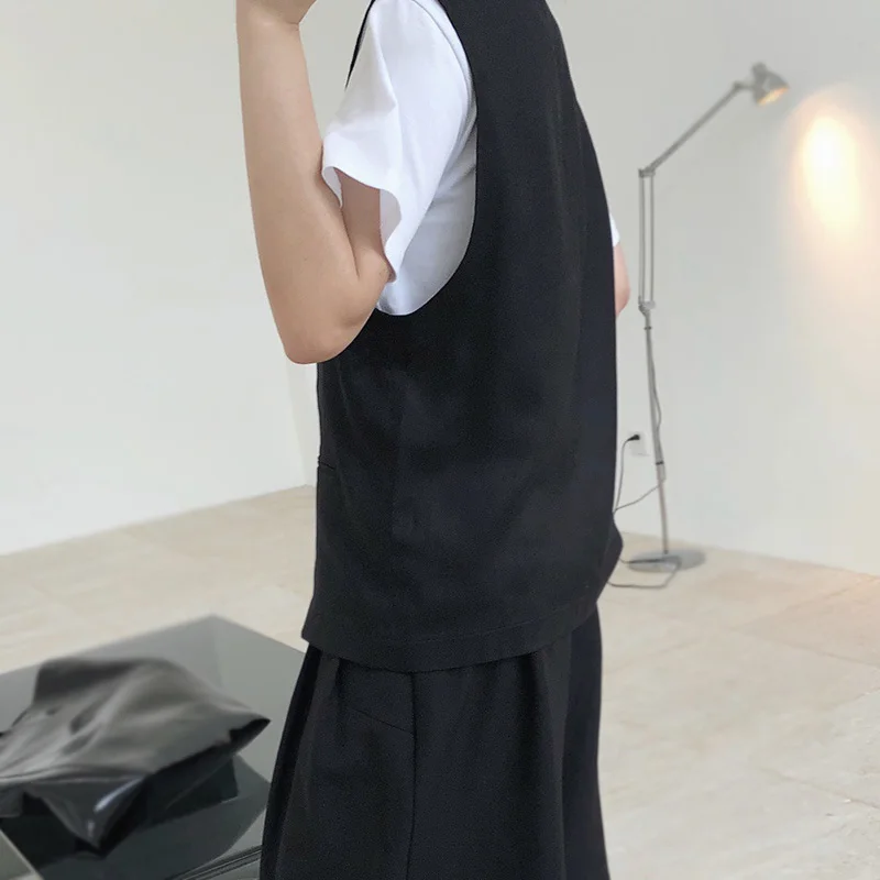 Лето 2020 японские стильные шелковые пятнистые жилеты без рукавов женские костюмы