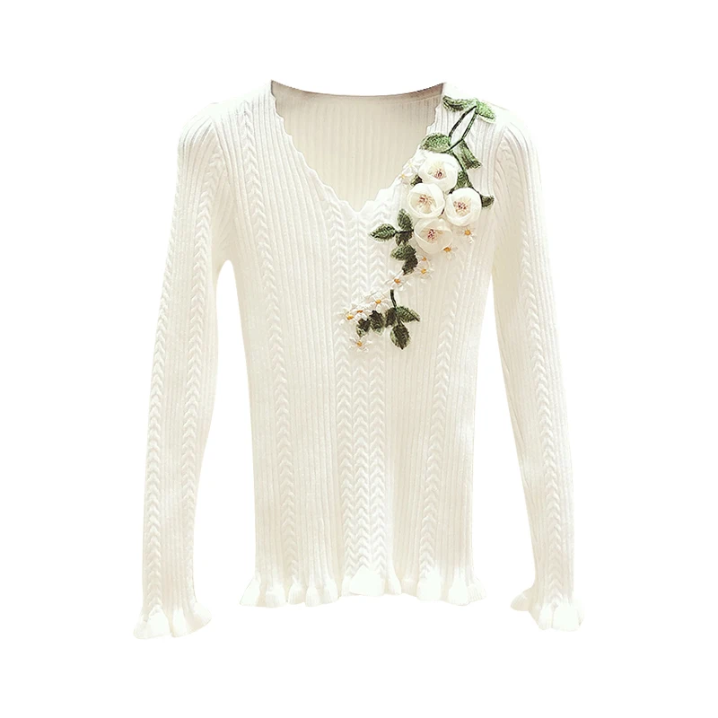 Новинка Платье с цветочным узором для свитер женская осенняя и зимняя ручной