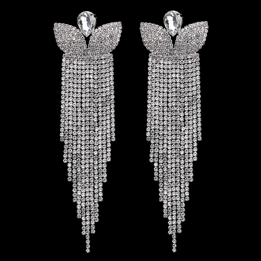 style 29--13cm TREAZY, Длинные свадебные Висячие Серьги серебряного цвета с кристаллами для женщин, стразы, кисточки, висячие серьги, подарки для невесты, вечерние ювелирные изделия - Окраска металла: style 29--13cm