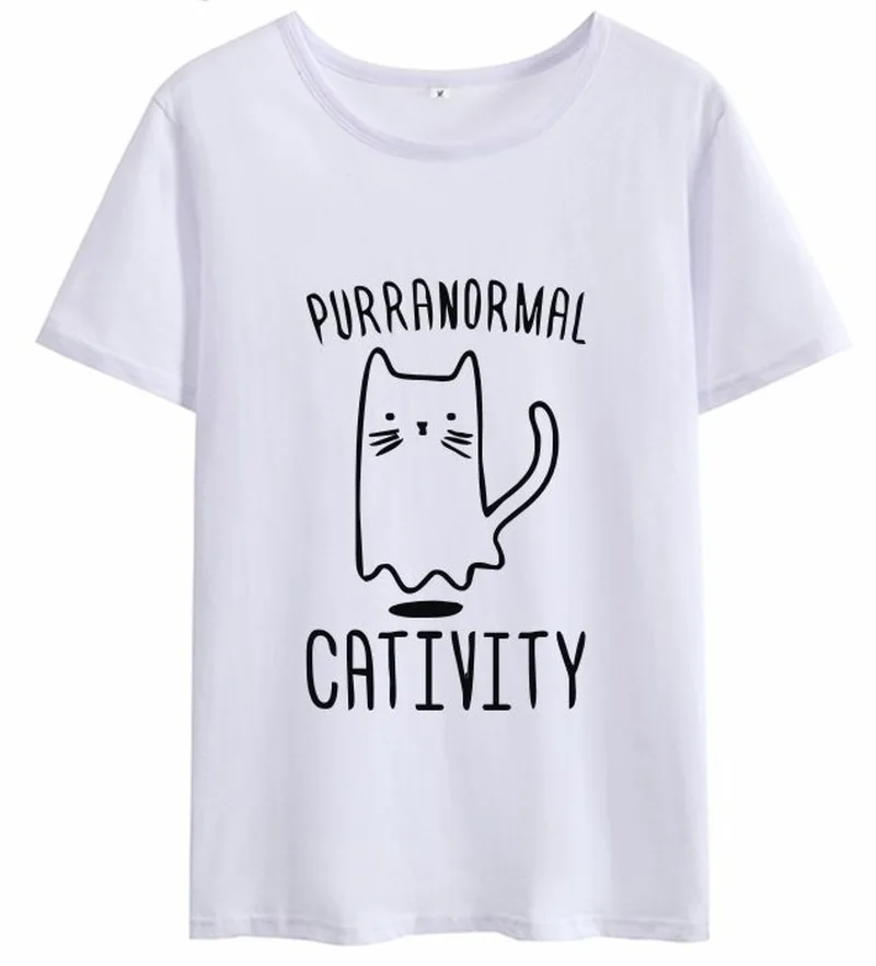 Женская футболка из чистого хлопка 100% с принтом пурранормального катикового