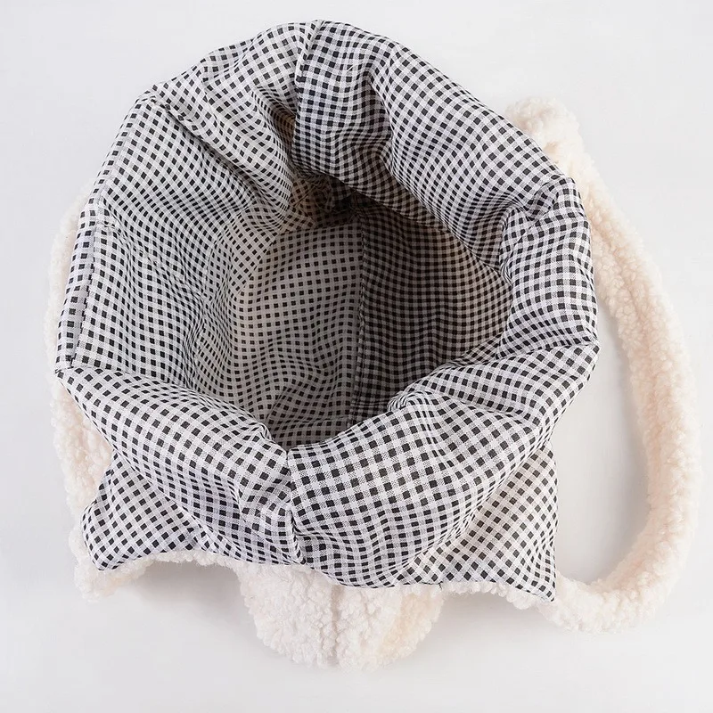 Сумка-тоут женская из мягкой ткани ягненка саквояж на плечо плюша простая теплая