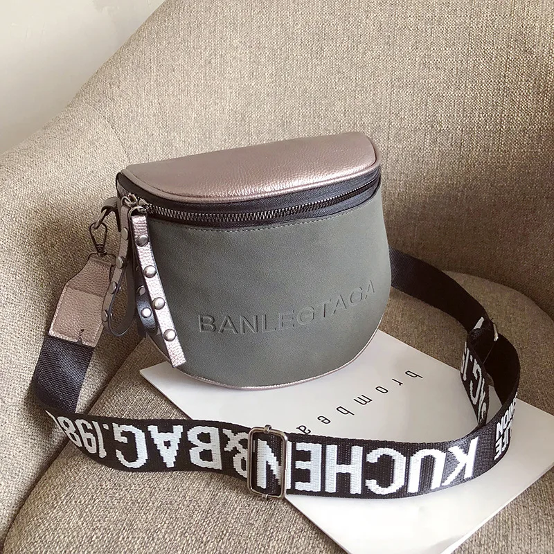 aliwood 2023 New Wide shoulder strap Letter Women bag Nubuck leather Females Crossbody Bags Fashion Flap Shoulder Bags Chest bag