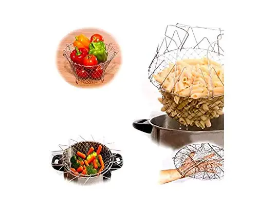 Мульти-Функция складной промыть Нержавеющая сталь жарочная корзина Кук