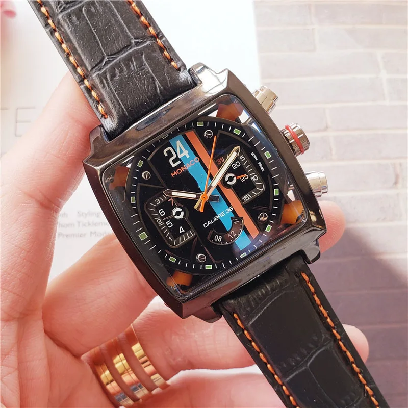 

Monaco-24 men watches Top Brand Luxury Watch Men tonneau Automatic Tourbillon Business Heuer Mechanical Wristwatch for man
