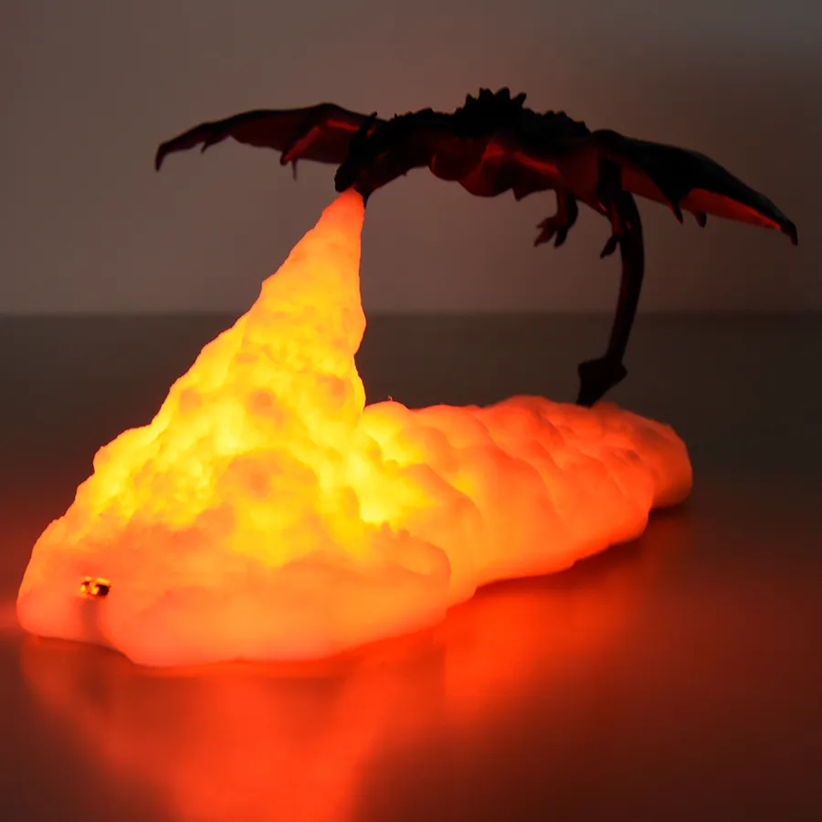 Lámpara recargable de escritorio para el hogar, lámpara con impresión 3D de dragón de hielo, fuego, LED, el mejor regalo para niños, decoración familiar para el hogar