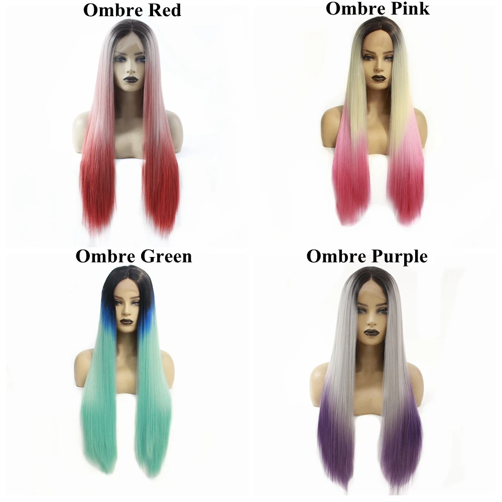 Модный красный черный парик корней длинные прямые эффектом деграде (переход от