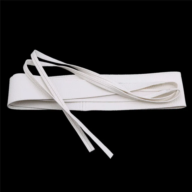 

1PC Fashion Spring Autumn Women Lady Metallic Color Soft Faux Leather Wide Belt Self Tie Wrap Waist Mujer Dress