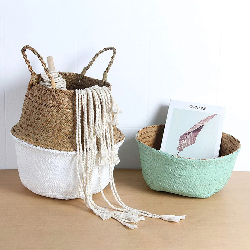 Toys Storage Baskets - Seagrass Wicker Hanging Flower Pot Basket for Laundry and Home Organization image 2
