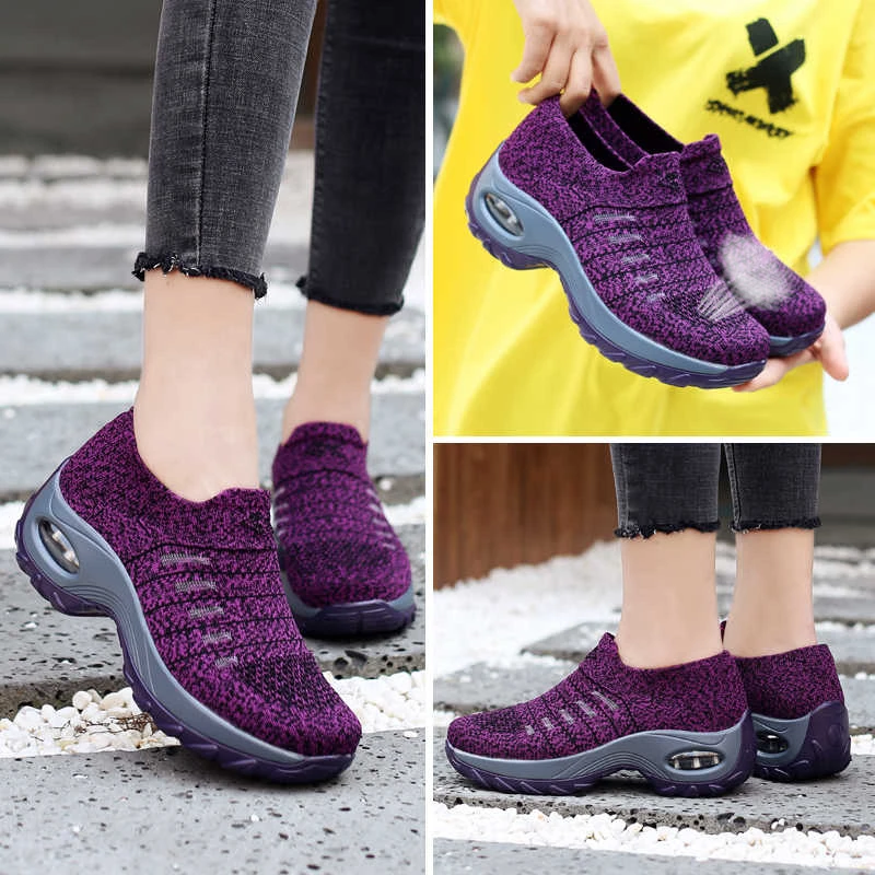 Женская спортивная обувь без шнуровки Ультра светильник Кроссовки на платформе