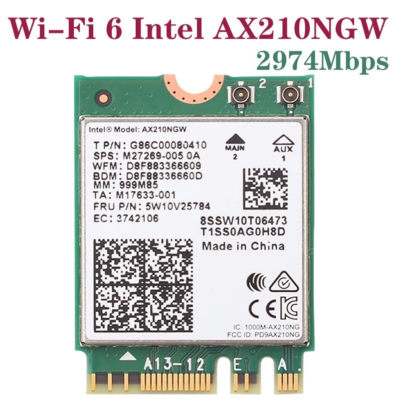 

Беспроводной сетевой адаптер 2974 Мбит/с WiFi 6 NGFF M.2 WiFi Карта BT 5,2 для Inte AX210 AX200 9260ngw 8265ngw для Windows 10 Linux