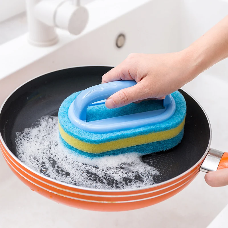 

Kitchen Cleaning Bathroom Toilet Glass Wall Cleaning Bath Brush Plastic Handle Sponge Bottom Bathtub Brush Window Cleaner WC