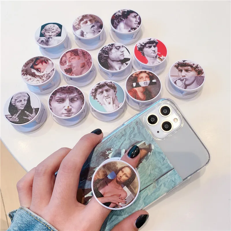 Складная подставка с забавным Ретро рисунком держатель для телефона iphone Huawei Samsung