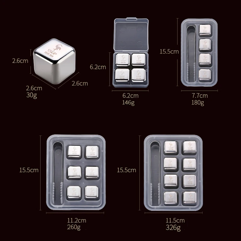 Кубики из нержавеющей стали для охлаждения виски многоразовые охлаждающие камни