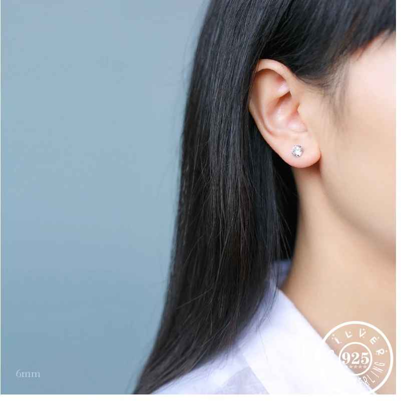 Маленькие круглые кубического циркония 925 стерлингового серебра свадебные