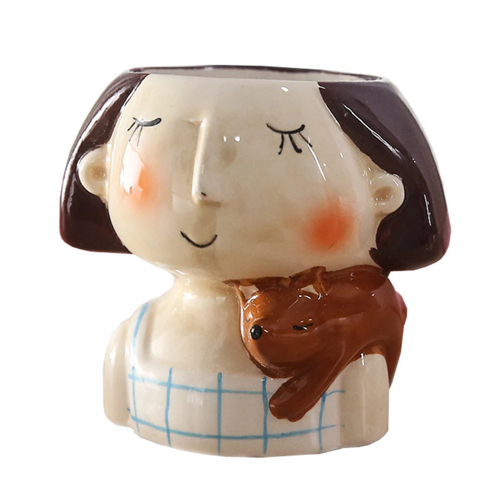 Милые девушки резьба цветочный горшок мультфильм сочные ящик для комнатных