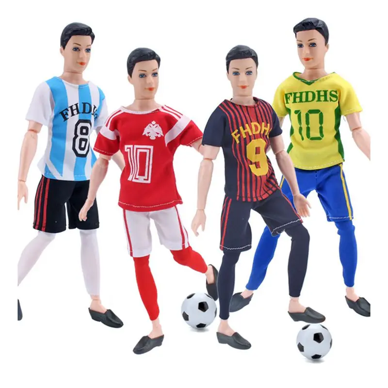 

Fashion Handmade 12 Items/Lot 11.5'' Doll Clothes Stocking Tops Ken Soccer Football Suits Male Female Wears For Barbie DIY Game