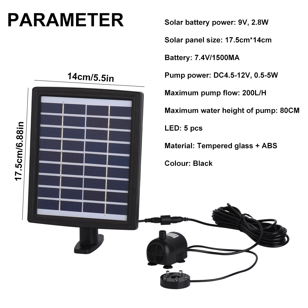 

Solar Panel Powered Water Fountain Pool Pond Garden Water Sprinkler Sprayer Water Pump Garden Pond Pool Solar Landscape Fountain