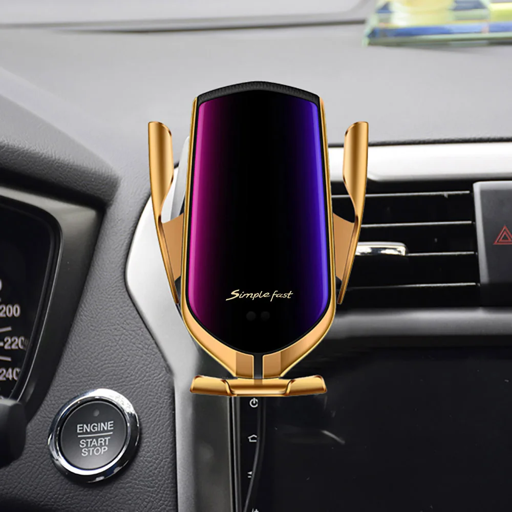 Air Vent Gold Автоматическое зажимное 10 Вт Qi автомобильное беспроводное зарядное устройство для iPhone 11 Pro X Xs MAX инфракрасное Индукционное быстрое зарядное устройство Подставка Автомобильный держатель для телефона - Цвет: Air Vent Gold