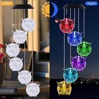 hanging owl wind chimes light solar powered led night string fairy decor birthday ornament lamp outdoor garden color changing