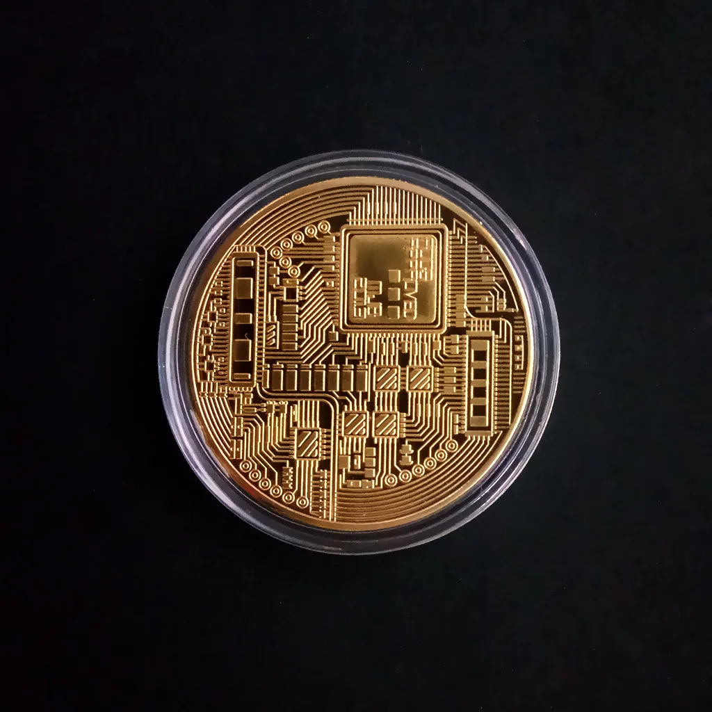 

Bitcoin Coin Gold Plated Collectible Art Collection Gift Bitcoin BTC with Case Metal Antique Imitation Bit Coina