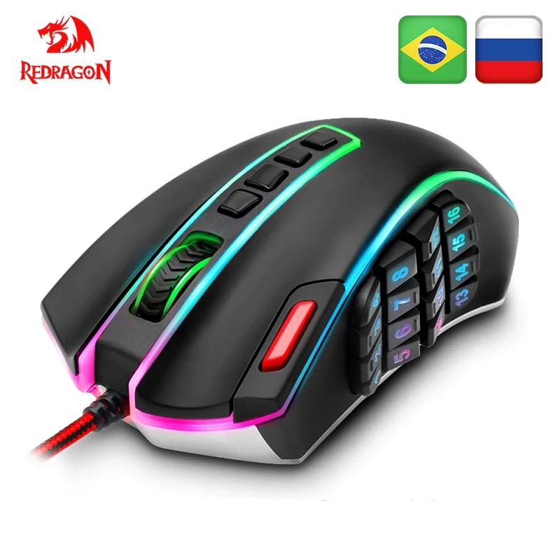 Redragon LEGEND M990 USB Проводная RGB игровая мышь 24000 dpi 24 кнопки программируемые игровые мыши Подсветка Эргономичный ноутбук компьютер