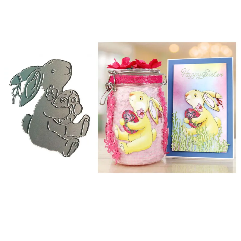 Милый Пасхальный кролик яйцо металлические режущие трафареты для DIY