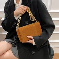 thick chain shoulder bag for women corduroy small handbag luxury designer shoulder armpit bags 2021 classic women square pouch