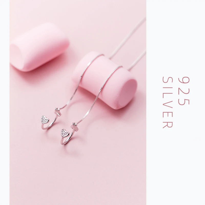 Серьги-клипсы женские с треугольными сердечками 925 пробы серьги прозрачными