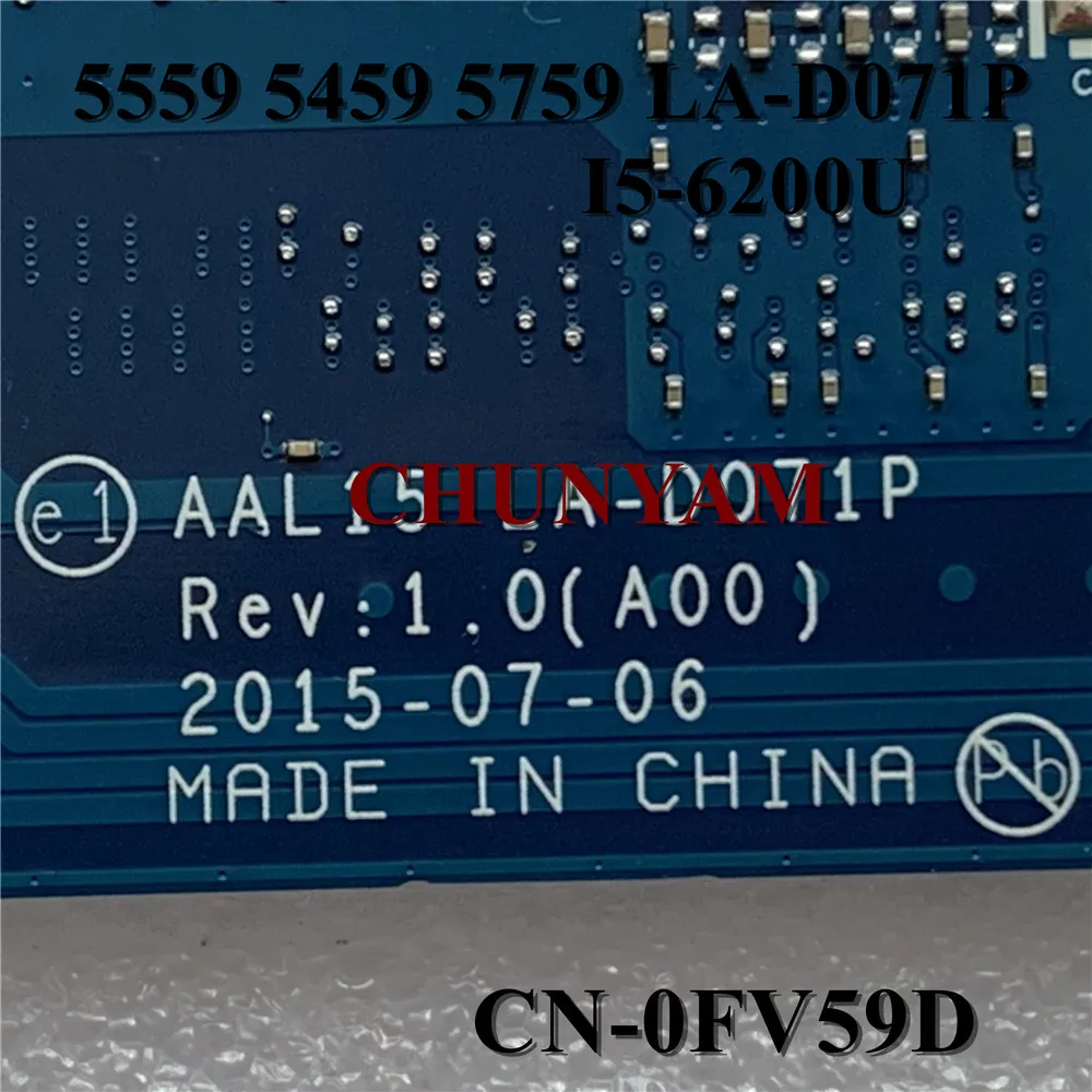 Восстановленная Рабочая деталь для Dell Inspiron 15 5559 5459 5759 Материнская плата ноутбука