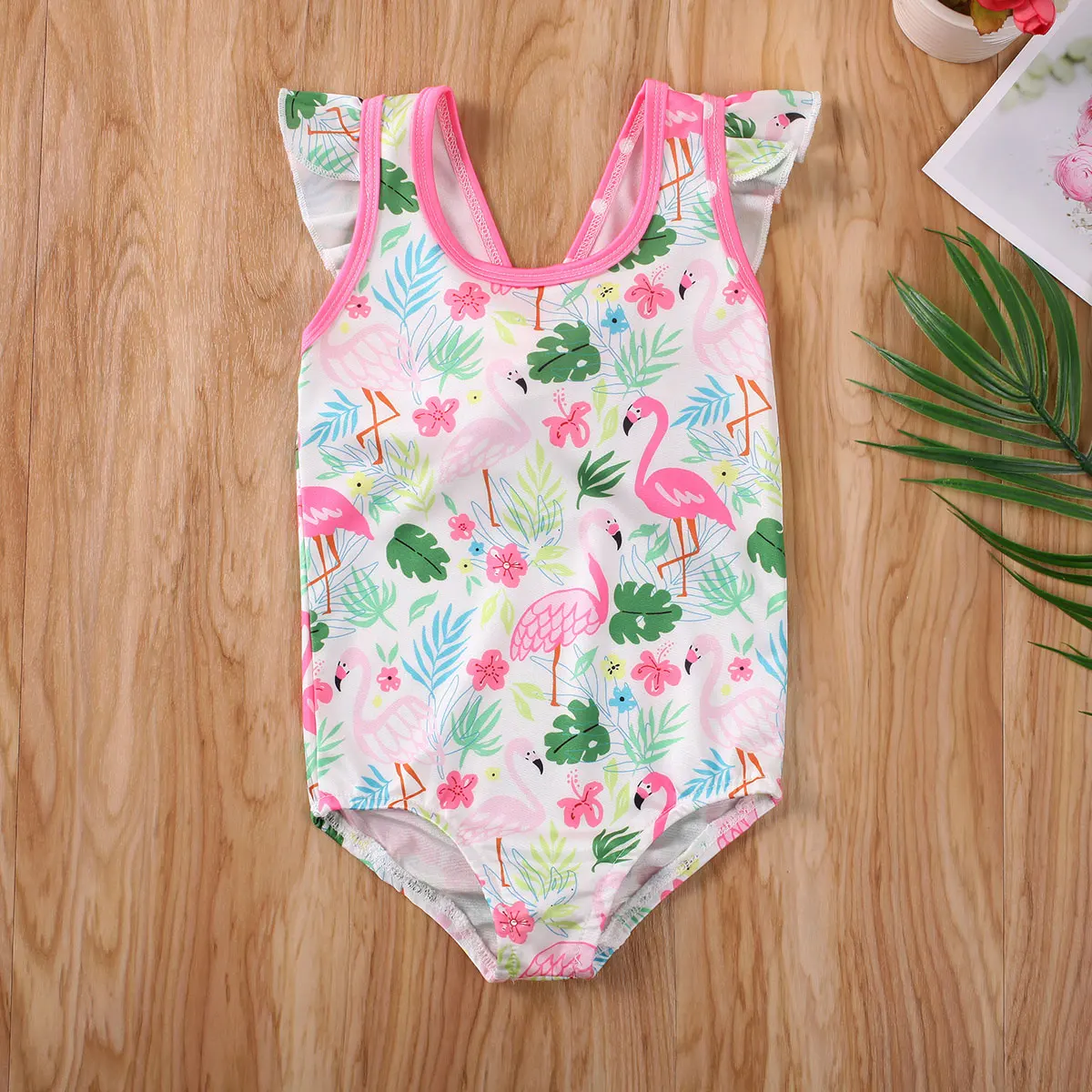2020 Newest Hot Toddler Baby Girls Cute Bow Leopard print Fly Sleeves One-piece Swimsuit Swimwear Swimming Clothes | Детская одежда и