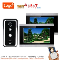 tuya video intercom wifi video door phone system home intercom with 7 inch touch screen 3 monitor ahd 1080p doorbell