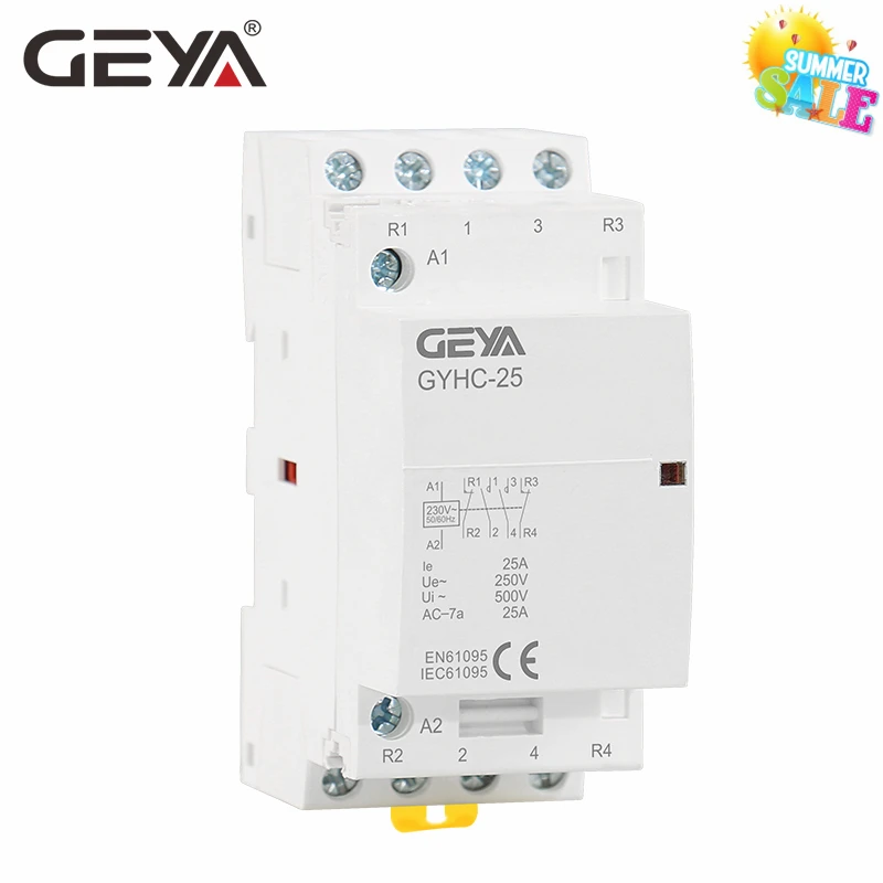 Модульный контактор переменного тока GEYA 4P 16A 20A 25A 4NO или 2 no2nchousehold тип DIN-рейки