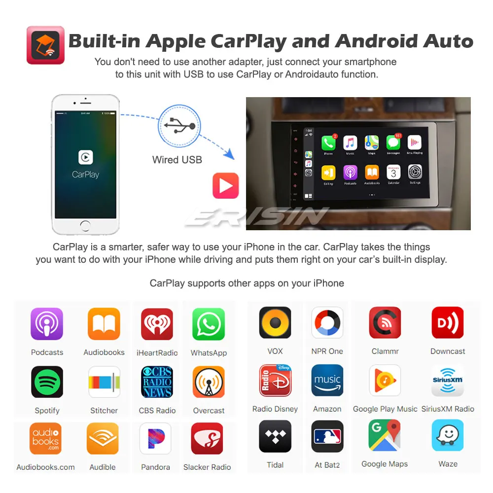 Erisin 8189 8 &quotDAB + Android 10 0 Автомагнитола Canbus OBD Wifi CarPlay DSP для Mercedes Benz C/CLK/CLC Class W209 W203 |