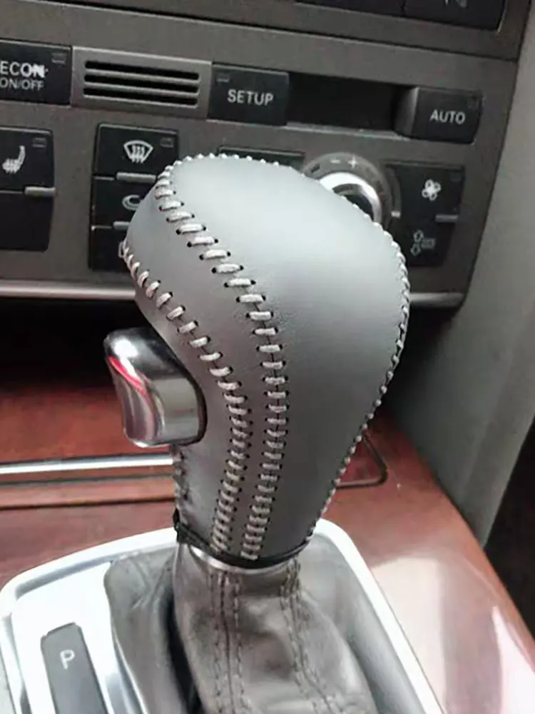 

DIY hand-sewn leather car gear cover Gear Shift Collars for Audi A4L A6L A5 Q5 Q7