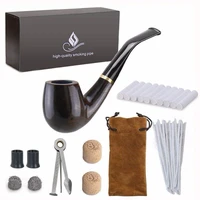 new 1 smoking set wood smoking pipe ebony tobacco pipe with pipe accessories wooden mens gadget gift box