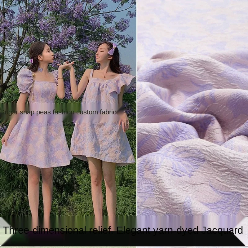 

Spring, summer and autumn three-dimensional embossed leaf jacquard fabric, sewing fabric factory shop is not out of stock
