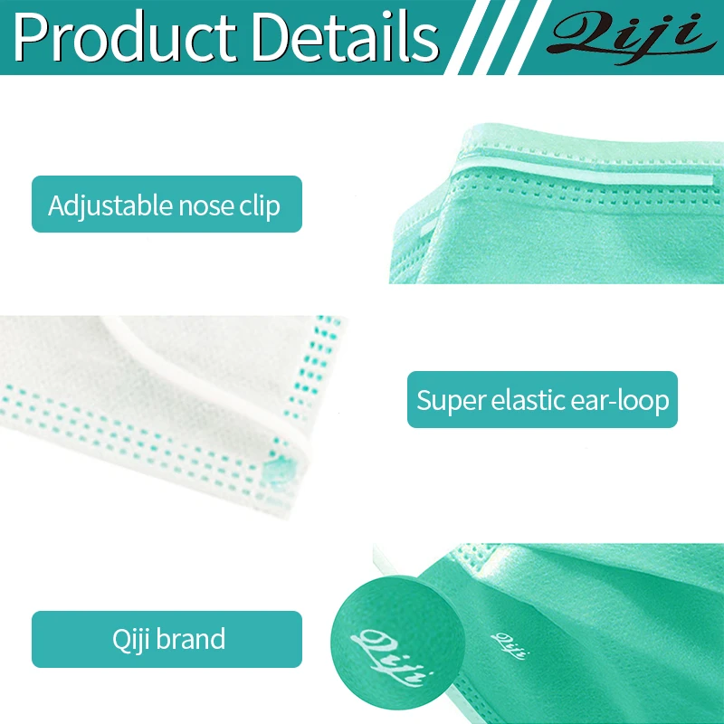 

Qiji Disposable Surgical Mask CE Certificate Medical Mask 3 Layers Type IIR Sterile Hygienic Face Mask