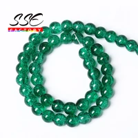 wholesale green cracked crystal beads natural stone round loose beads 8 10 12mm for jewelry making diy bracelet 15 strand q11