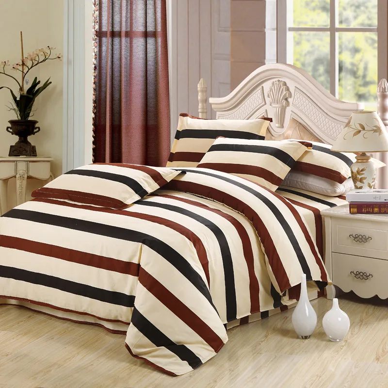 

Simple style Pink Red black stripes Bedding Set bed Sheet Pillow cases Duvet Cover Sets pillow cases Home Textile Washed
